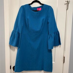 Lilly Pulitzer Blue Embossed Long Sleeve Dress